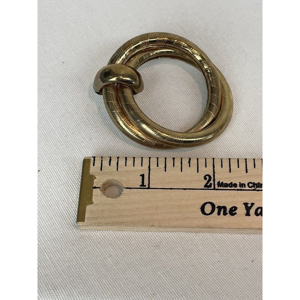 Vintage Extra-Large Hoop Earrings Gold Tone Pierced Statement Etched Brass - Picture 8 of 9